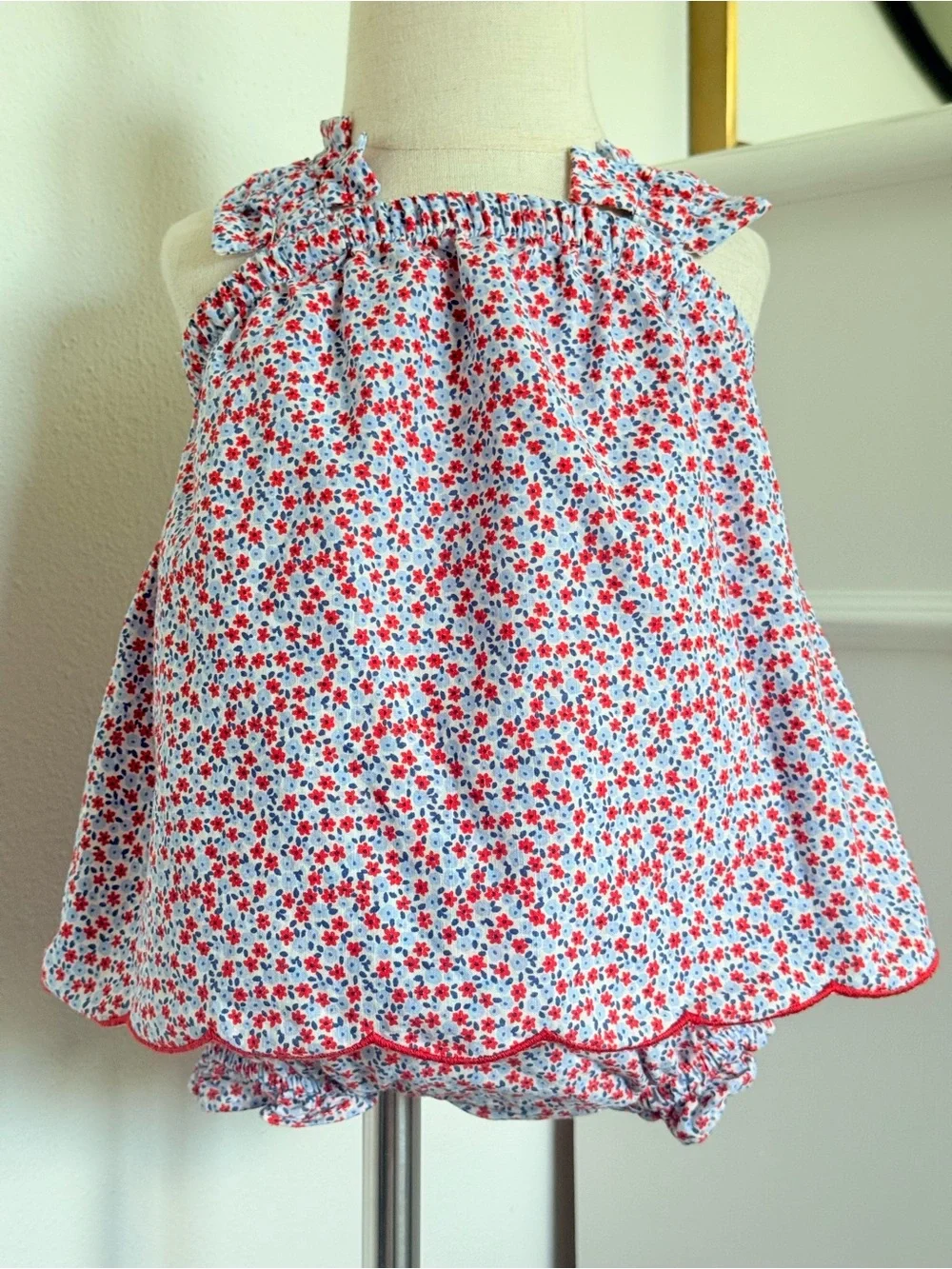 Cat & Jack Baby Girls 18M Floral Sundress & Bloomer Set Red Blue